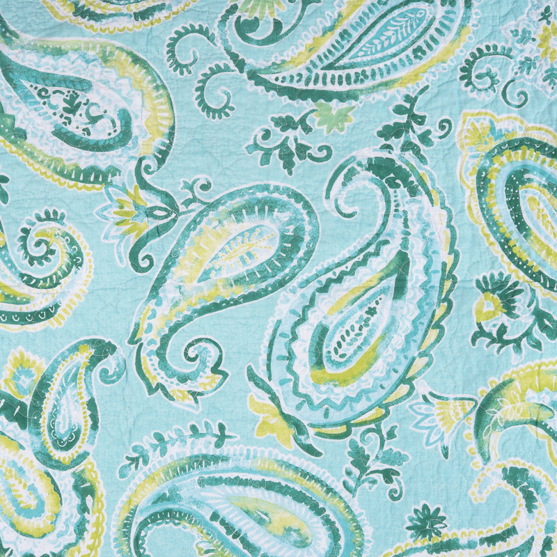 Deontae Green/Blue Standard Cotton Reversible Quilt Set