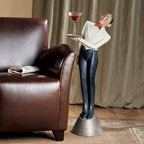 Design Toscano Francois Parisian Art Deco Butler Side Table Statue, 3 Foot, Multicolor