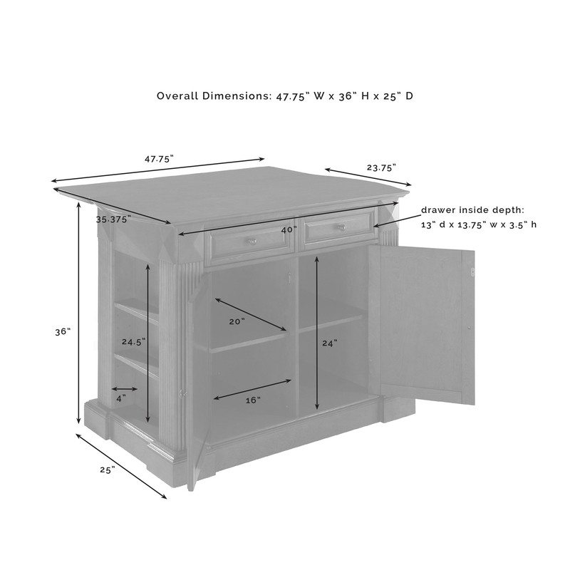 Diamondback 47.75'' Wide Kitchen Island Set with Solid Wood Top