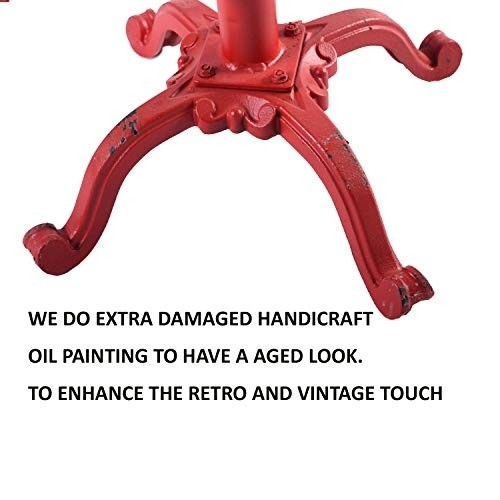 Diwhy Rustic Industrial Farmhouse Tractor Seat Adjustable Bar Stool Industrial bar Chair (Aged Red, Cast Iron)