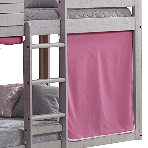 DONCO kids Deer Blind Bunk Loft Bed with Pink Tent, Twin/Twin, Light Grey