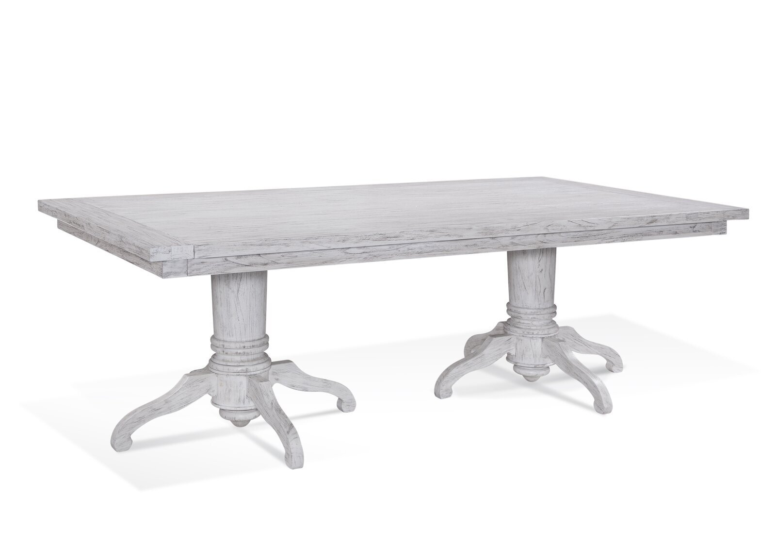 Double Pedestal Rustic White Dining Table