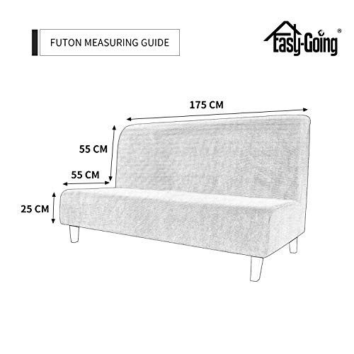 Easy-Going Stretch Sofa Slipcover Armless Sofa Cover Furniture Protector Without Armrests Slipcover Soft with Elastic Bottom for Kids, Spandex Jacquard Small Checks( futon, Dark Gray)