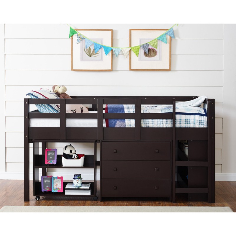 Eirwen Twin Platform Loft Bed with Bookcase by Harriet Bee