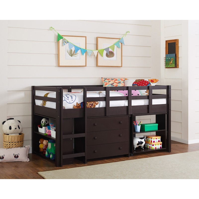 Eirwen Twin Platform Loft Bed with Bookcase by Harriet Bee