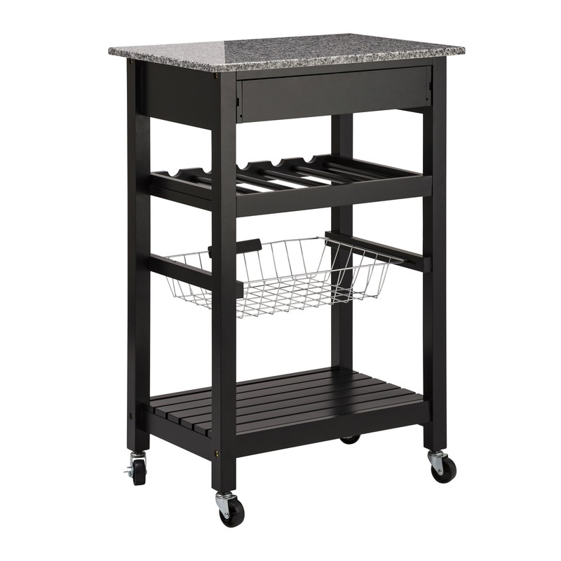Encinal 22.83'' Wide Rolling Kitchen Cart with Marble Top