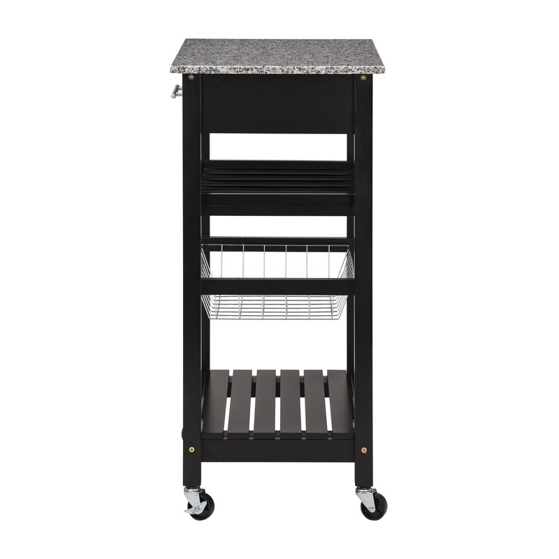 Encinal 22.83'' Wide Rolling Kitchen Cart with Marble Top