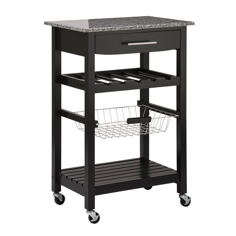 Encinal 22.83'' Wide Rolling Kitchen Cart with Marble Top