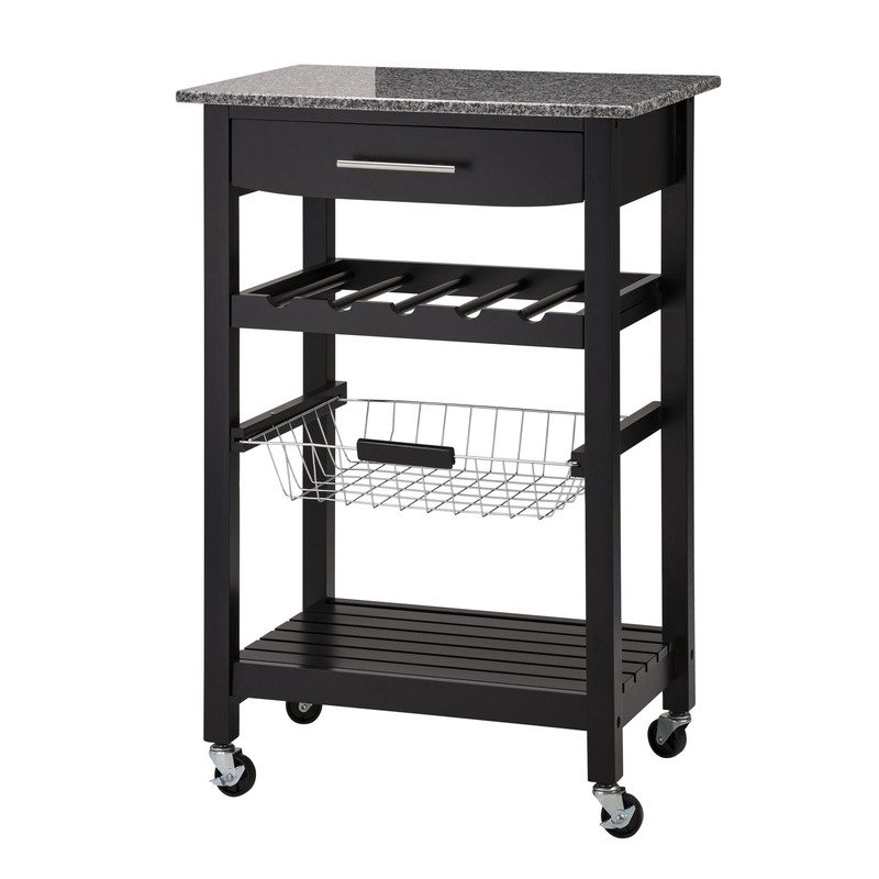 Encinal 22.83'' Wide Rolling Kitchen Cart with Marble Top