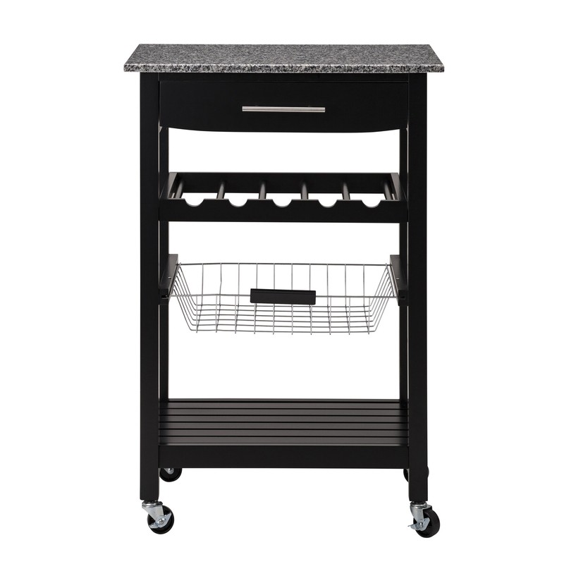 Encinal 22.83'' Wide Rolling Kitchen Cart with Marble Top