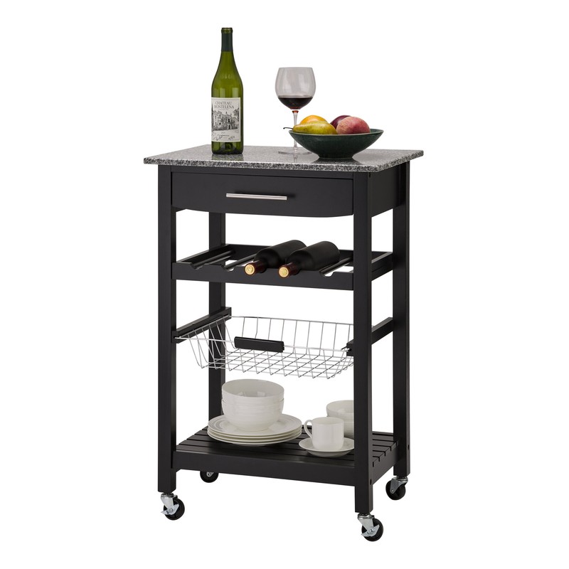 Encinal 22.83'' Wide Rolling Kitchen Cart with Marble Top