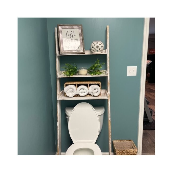Ervey 15.64'' W x 66.43'' H x 23.22'' D Solid Wood Over-The-Toilet Storage
