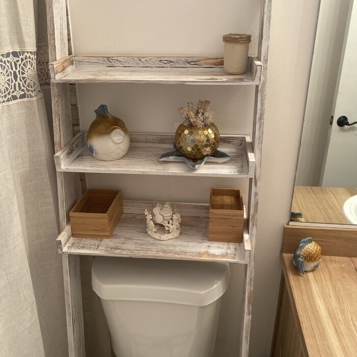 Ervey 15.64'' W x 66.43'' H x 23.22'' D Solid Wood Over-The-Toilet Storage
