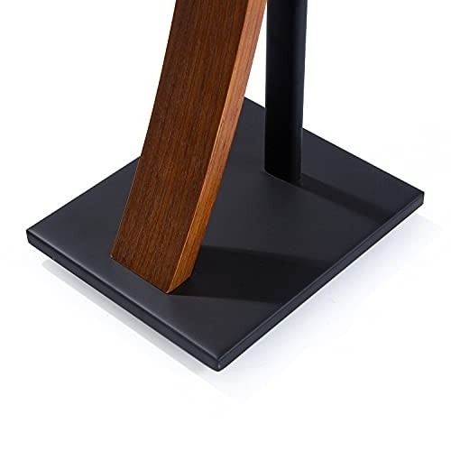 EXIMUS One Pair Fixed Height Universal Speaker Floor Stands - with Real Wood - Walnut