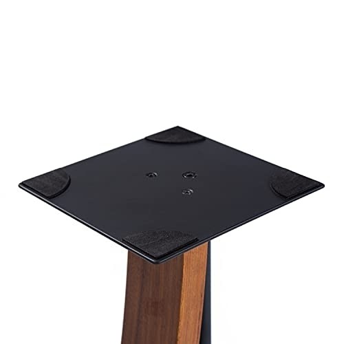 EXIMUS One Pair Fixed Height Universal Speaker Floor Stands - with Real Wood - Walnut