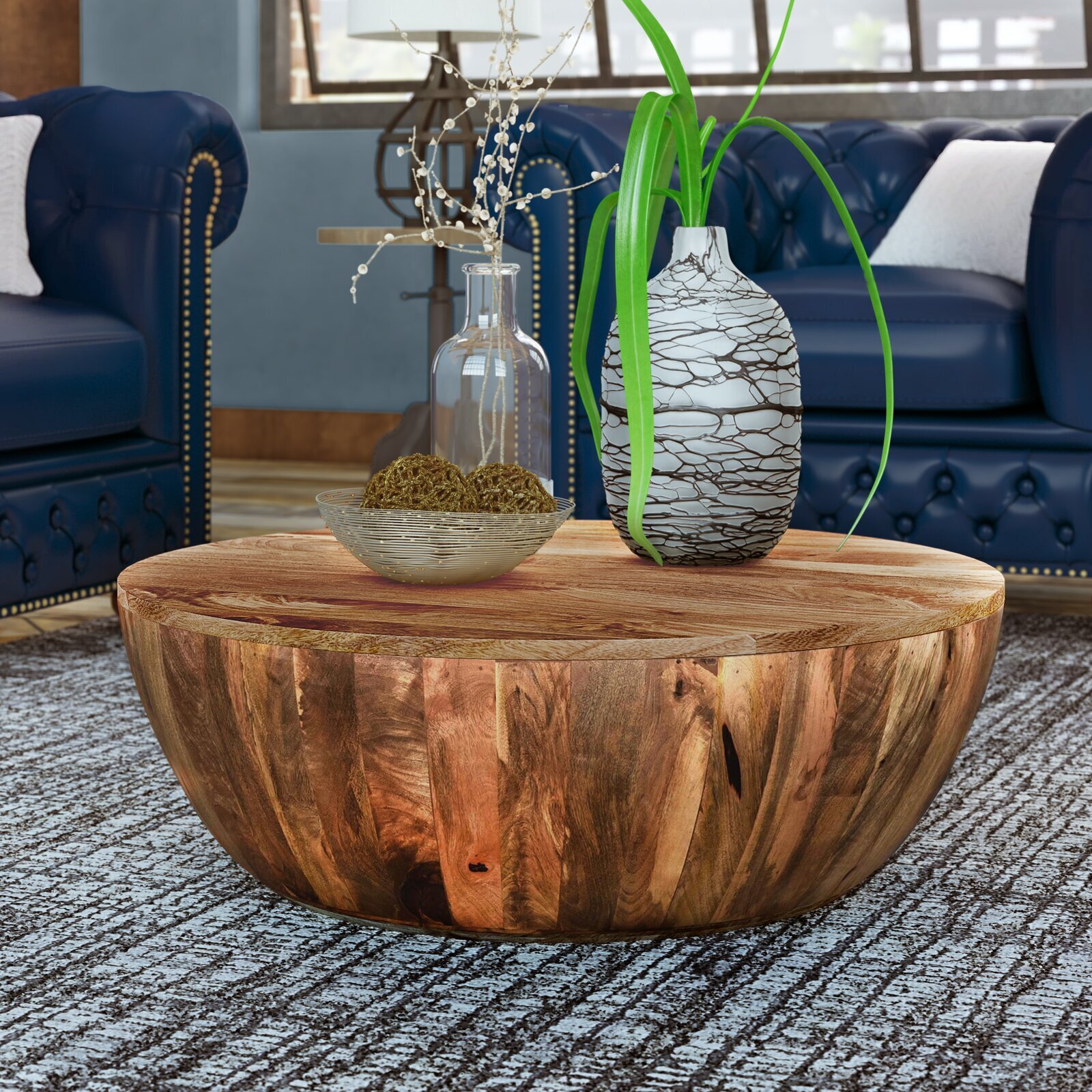 Exotic Solid Wood Round Coffee Table