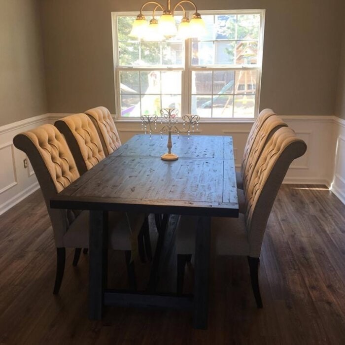 Fahey Extendable Acacia Solid Wood Trestle Dining Table
