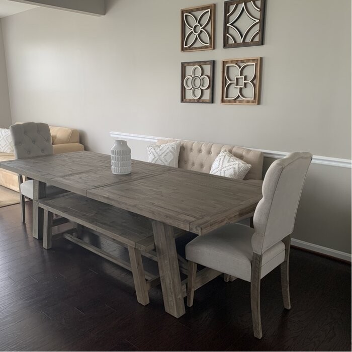 Fahey Extendable Acacia Solid Wood Trestle Dining Table