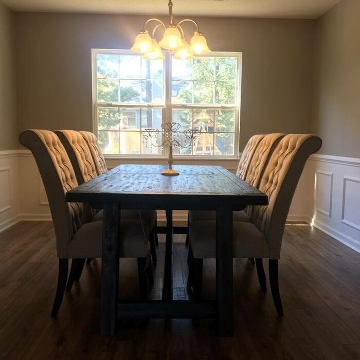 Fahey Extendable Acacia Solid Wood Trestle Dining Table