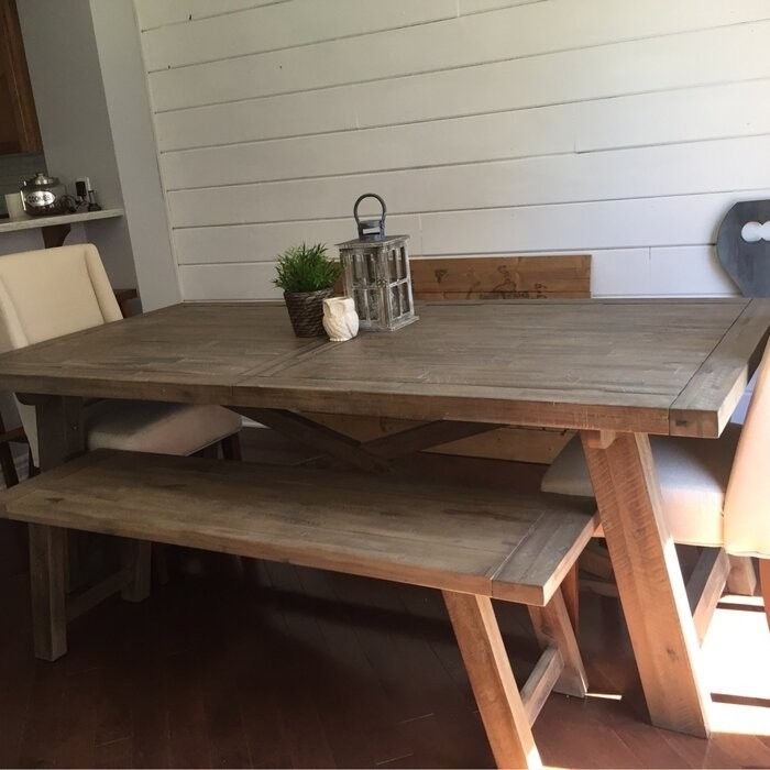 Fahey Extendable Acacia Solid Wood Trestle Dining Table