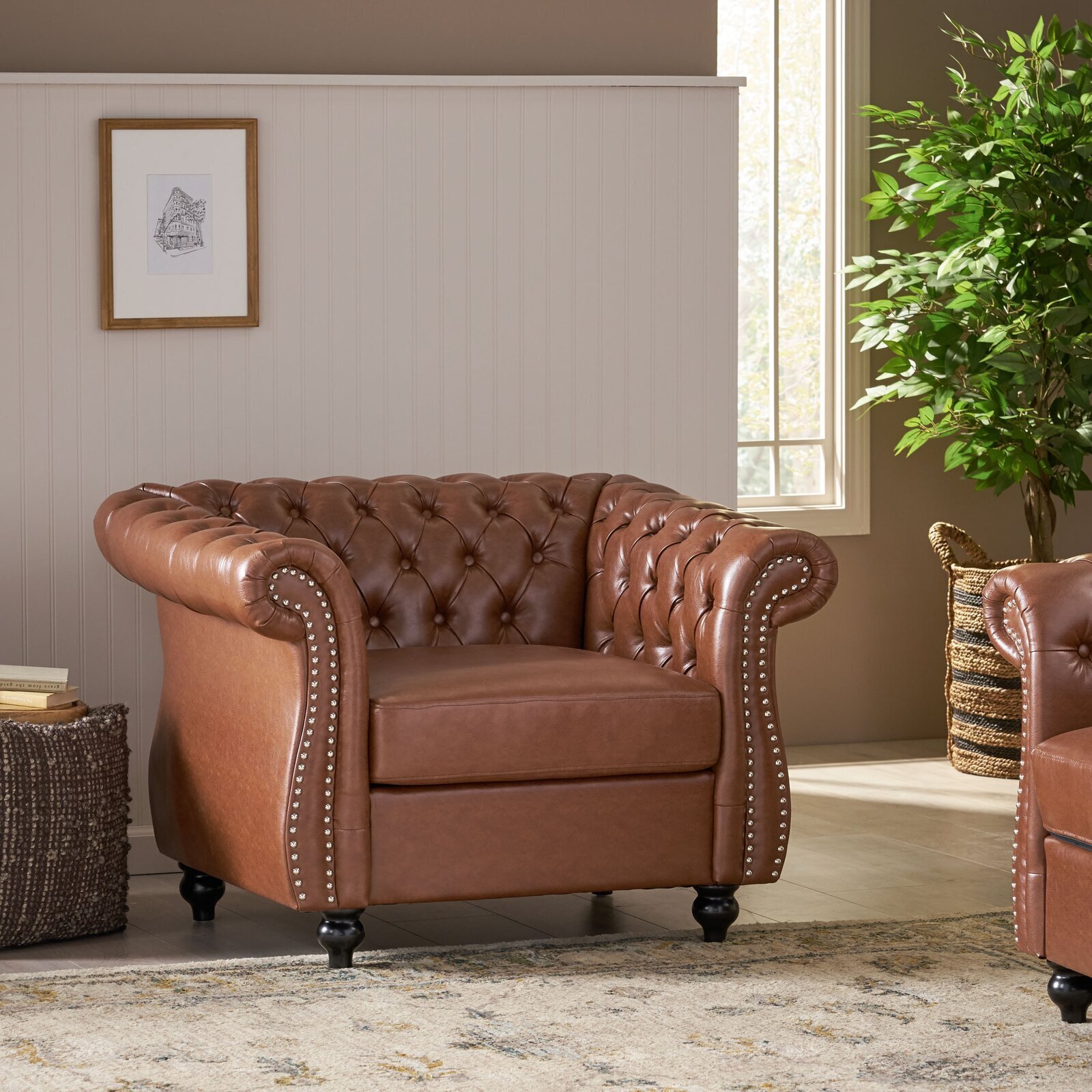 Faux Leather English Armchair