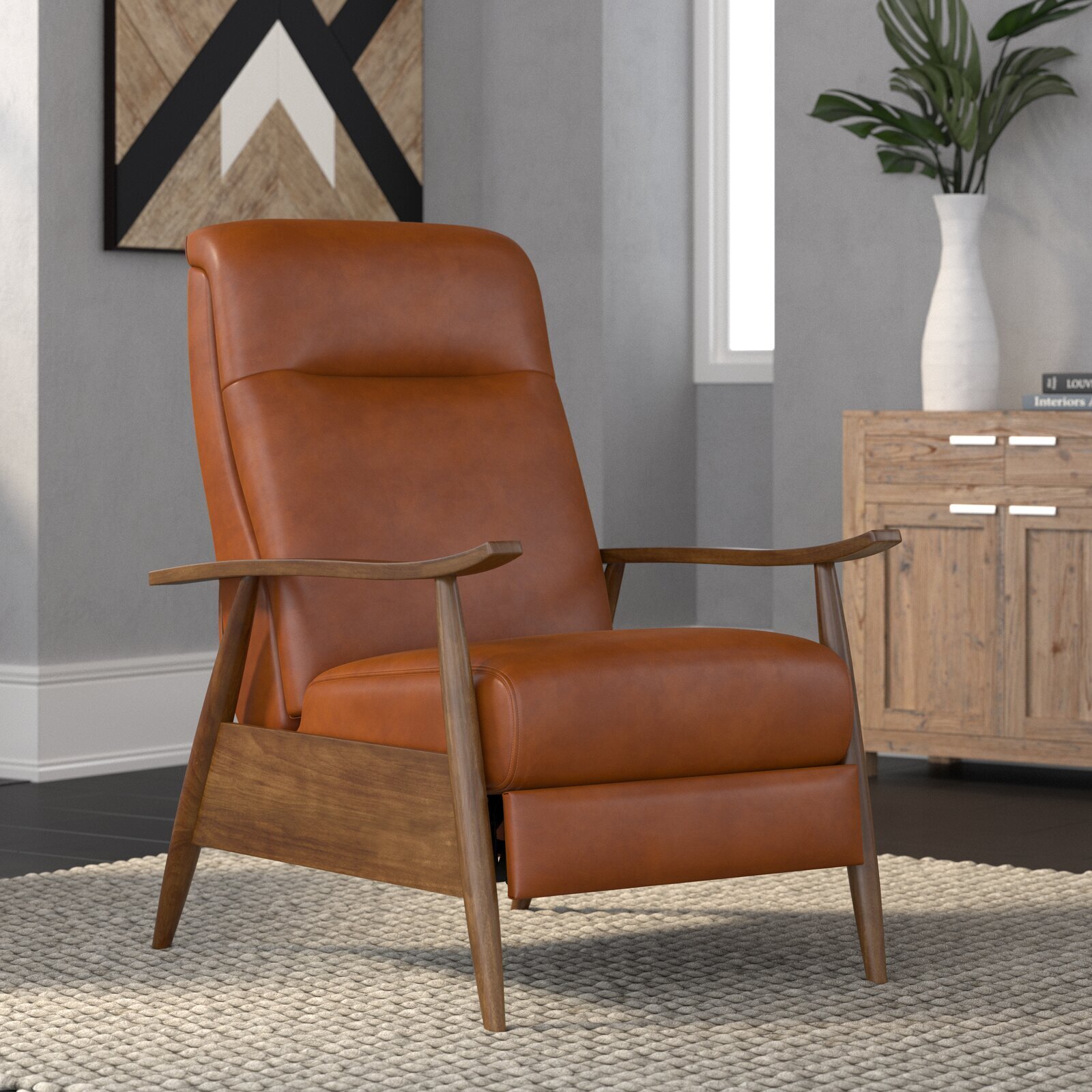 Faux Leather Small Modern Recliner