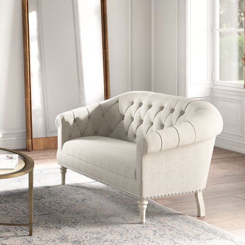 Fermata 64.25'' Linen Flared Arm Settee