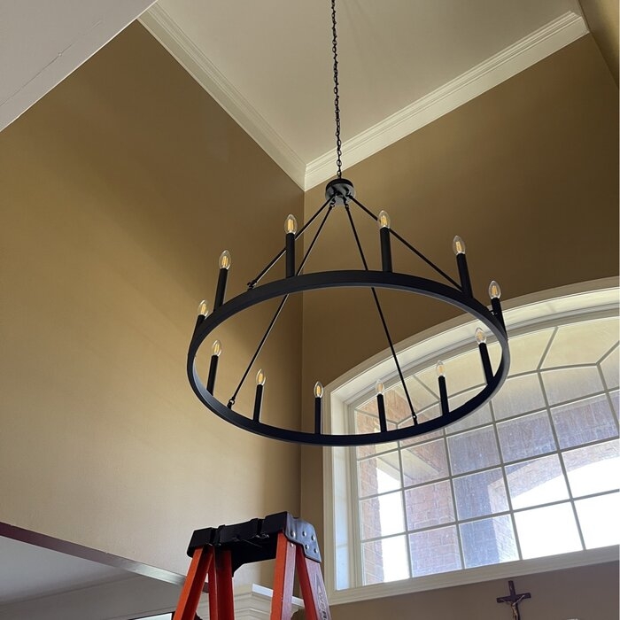 Finchley 12 - Light Candle Style Wagon Wheel Chandelier