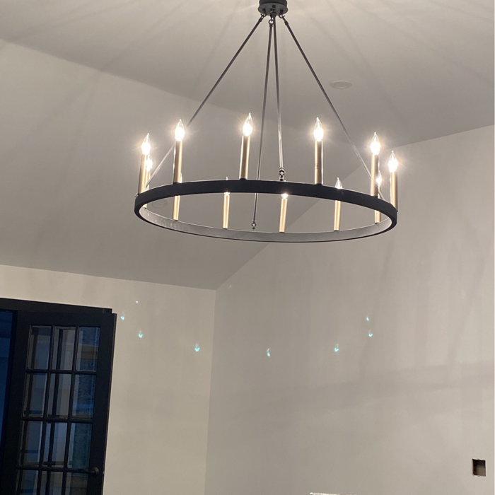 Finchley 12 - Light Candle Style Wagon Wheel Chandelier