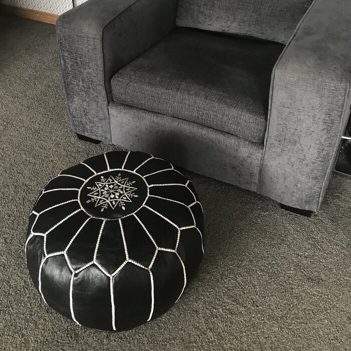 Finchley 20'' Wide Round Floral Pouf Ottoman