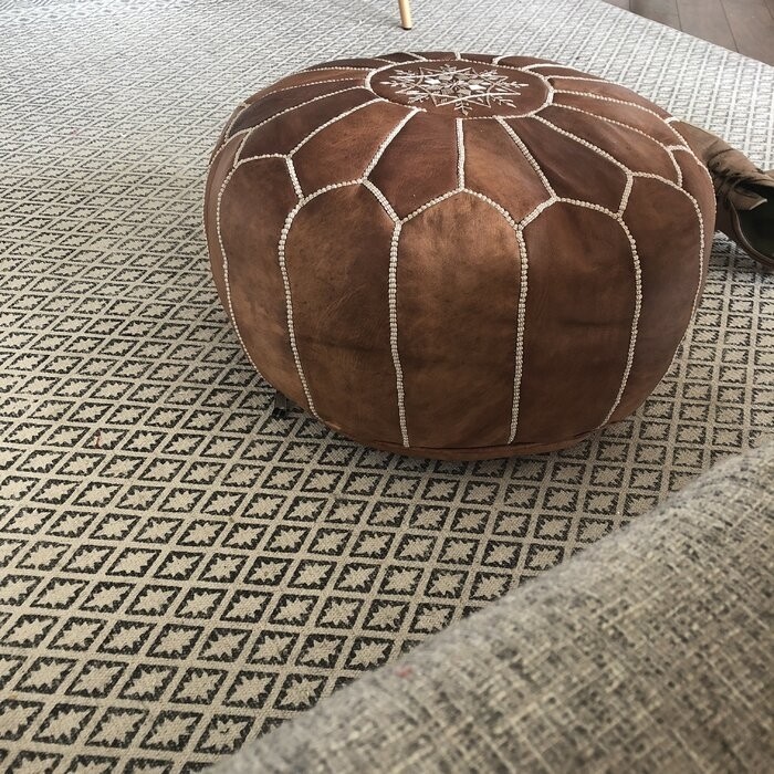 Finchley 20'' Wide Round Floral Pouf Ottoman