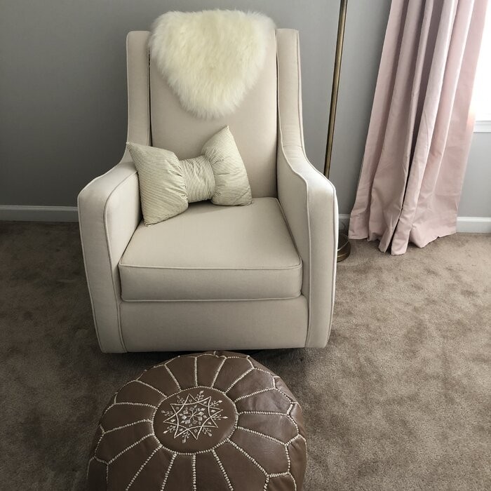 Finchley 20'' Wide Round Floral Pouf Ottoman