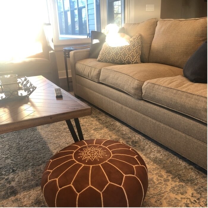 Finchley 20'' Wide Round Floral Pouf Ottoman