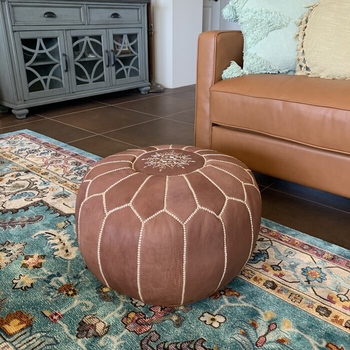 Finchley 20'' Wide Round Floral Pouf Ottoman