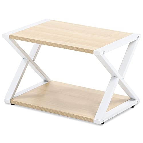 FITUEYES Desktop Printer Stand, 2-Tiers Wood Desk Organizer, Storage Under Printer Shelf with Anti-Skid Pads for Home Office, Natural, DO204506WO