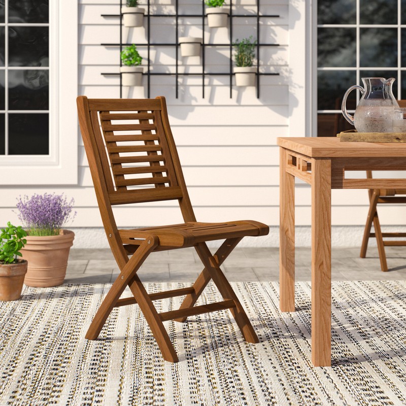Fitzhugh Eucalyptus Folding Patio Side Chair