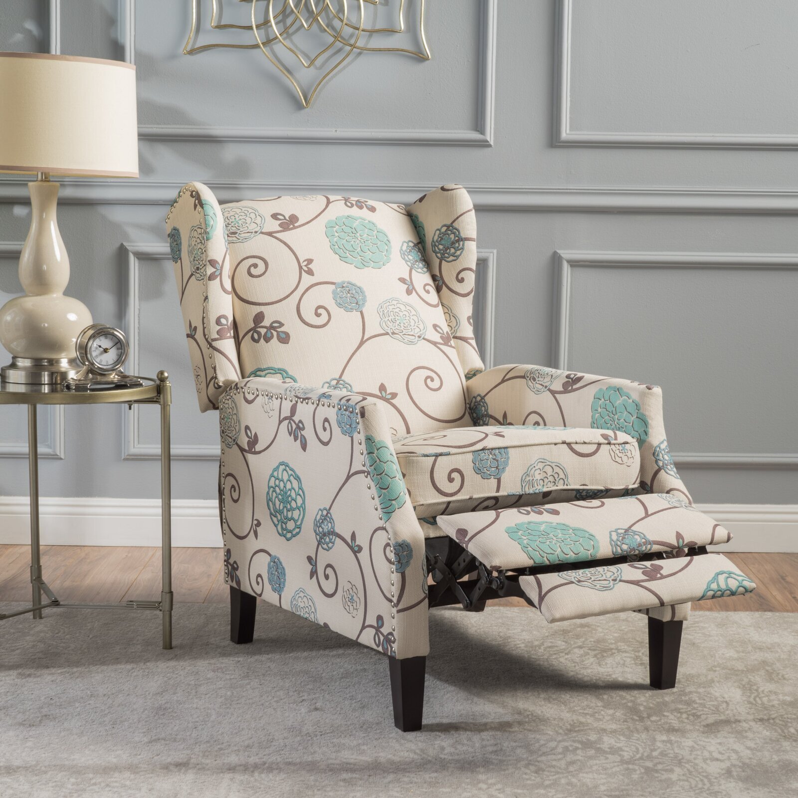 Floral Small Modern Recliner Chair