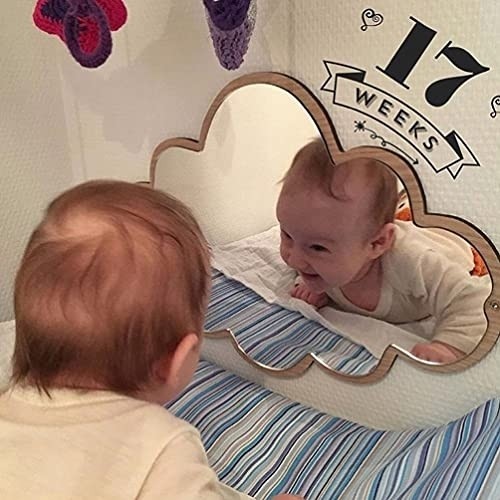 FOMIYES Children Mirror Cloud Wooden Mirror Cartoon Safety Shatterproof Mirror Wall Sticker Nodic Kid Bedroom Nursery Decoration