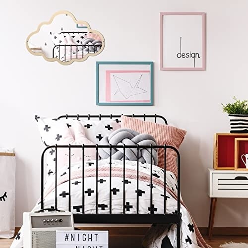 FOMIYES Children Mirror Cloud Wooden Mirror Cartoon Safety Shatterproof Mirror Wall Sticker Nodic Kid Bedroom Nursery Decoration