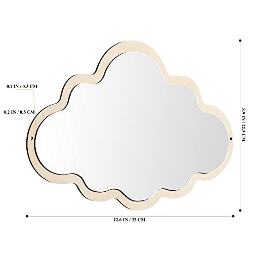 FOMIYES Children Mirror Cloud Wooden Mirror Cartoon Safety Shatterproof Mirror Wall Sticker Nodic Kid Bedroom Nursery Decoration