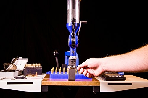 Frankford Arsenal Platinum Series Reloading Stand with Adjustable Steel Frame Construction, Wood Surface Center and Storage Bins for Reloading