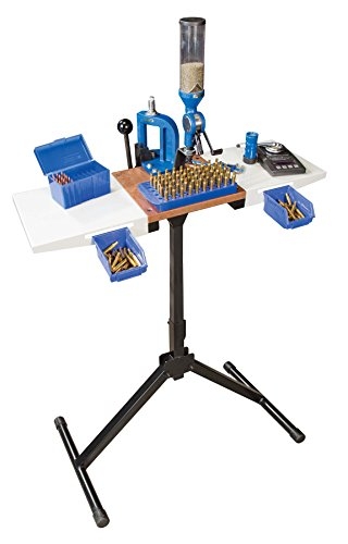 Frankford Arsenal Platinum Series Reloading Stand with Adjustable Steel Frame Construction, Wood Surface Center and Storage Bins for Reloading