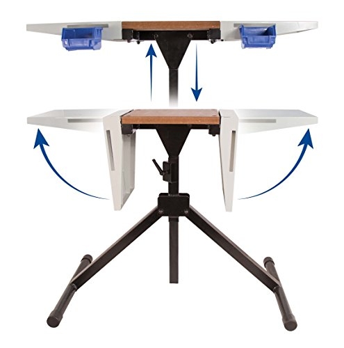 Frankford Arsenal Platinum Series Reloading Stand with Adjustable Steel Frame Construction, Wood Surface Center and Storage Bins for Reloading