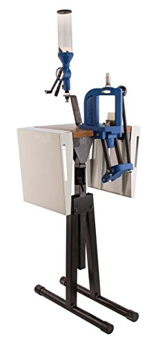 Frankford Arsenal Platinum Series Reloading Stand with Adjustable Steel Frame Construction, Wood Surface Center and Storage Bins for Reloading