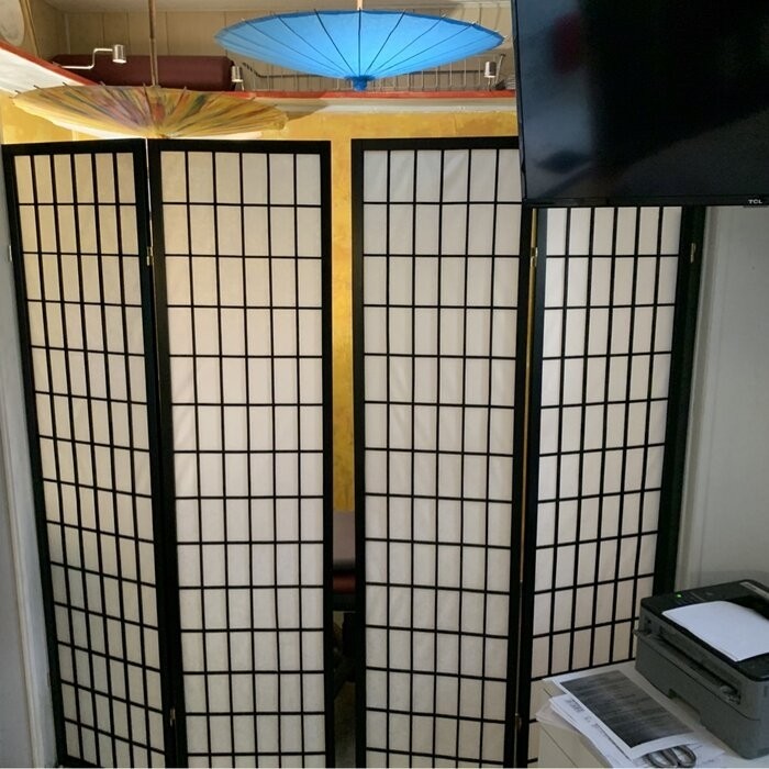 Freese 69'' W x 70.25'' H 4 - Panel Solid Wood Folding Room Divider