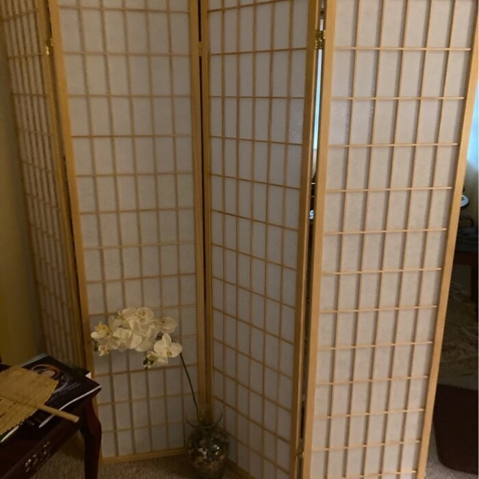 Freese 69'' W x 70.25'' H 4 - Panel Solid Wood Folding Room Divider