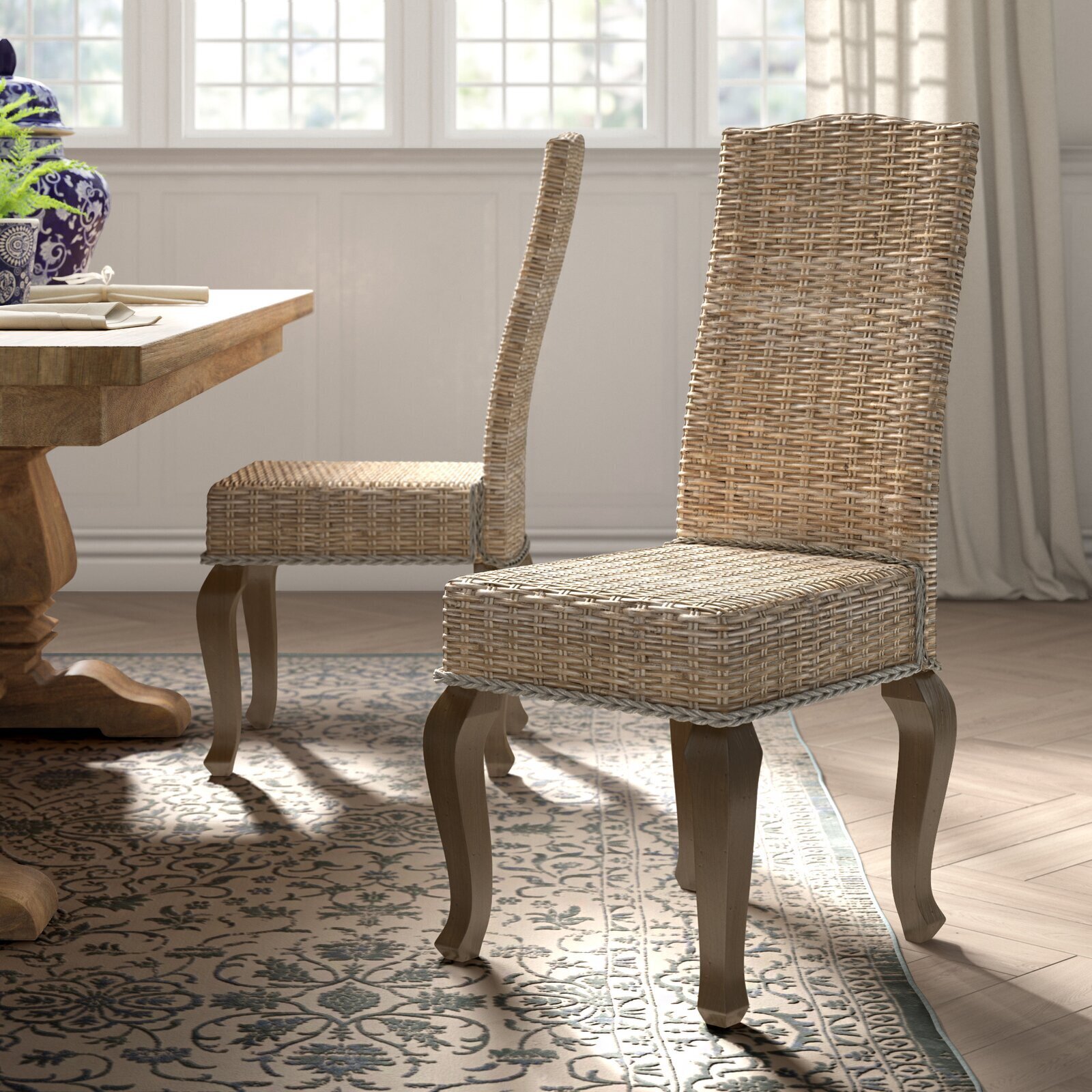 French Inspired Wicker Indoor Dining Chairs 