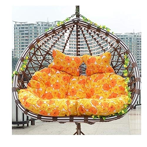 FTL&HONG Swing Basket Cushion,Basket Swing Cushion,Resin Wicker Espresso Hanging Egg Chair with Tufted Khaki Cushion and Sta140110cm (Color : Red, Size : 140110cm)