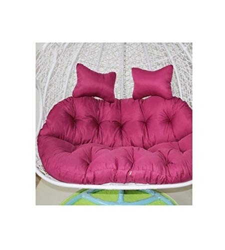 FTL&HONG Swing Basket Cushion,Basket Swing Cushion,Resin Wicker Espresso Hanging Egg Chair with Tufted Khaki Cushion and Sta140110cm (Color : Red, Size : 140110cm)