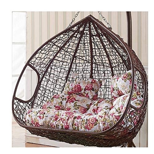 FTL&HONG Swing Basket Cushion,Basket Swing Cushion,Resin Wicker Espresso Hanging Egg Chair with Tufted Khaki Cushion and Sta140110cm (Color : Red, Size : 140110cm)